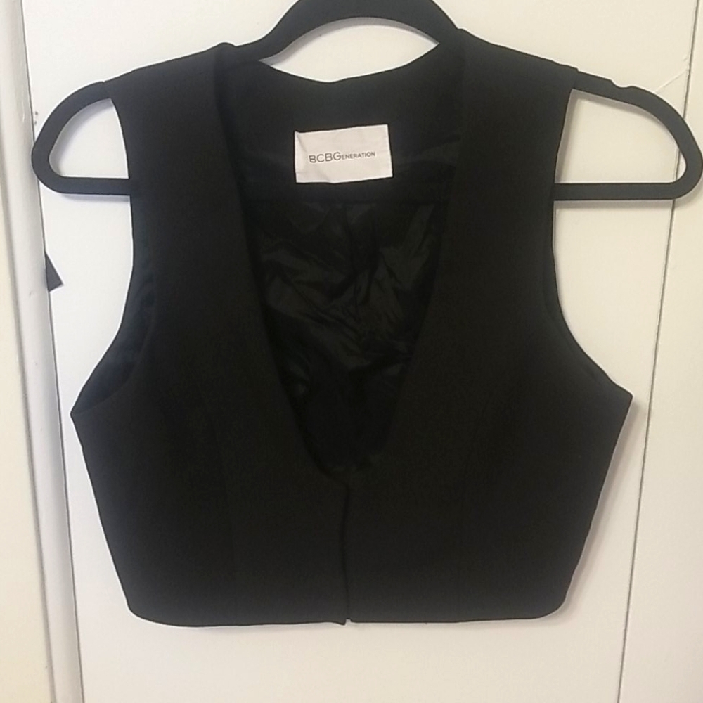 BCBG Crop Black Vest